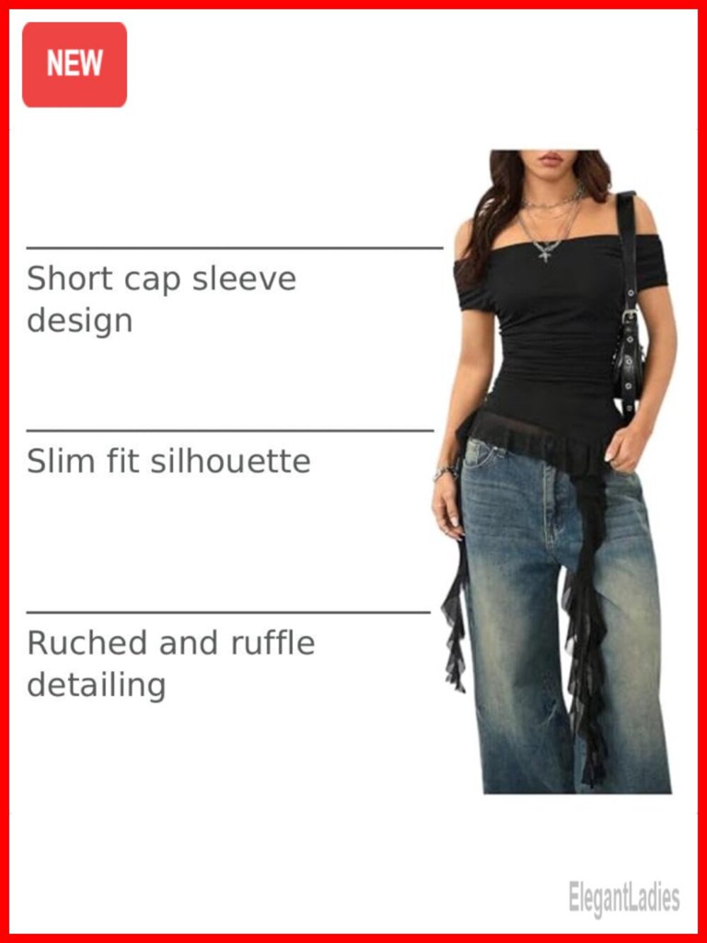 SweatyRocks Off Shoulder Asymmetrical Mesh Top Y2k Ruched Ruffle - Picture 3 of 6